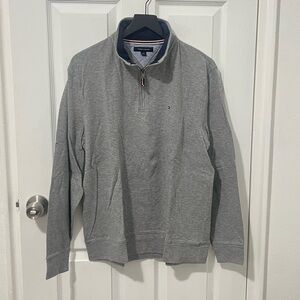 Tommy Hilfiger Men’s Gray Half-Zip cotton Sweater large